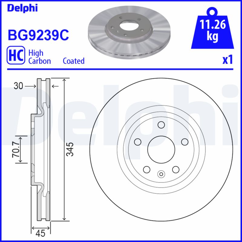 Тормозной диск DELPHI BG9239C