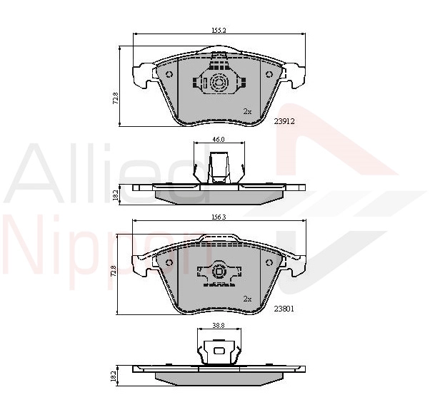 Комплект тормозных колодок дисковый тормоз anl braking ALLIED NIPPON ADB01607