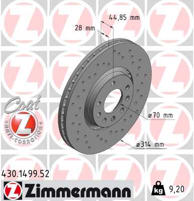 Тормозной диск sport brake disc z ZIMMERMANN 430.1499.52