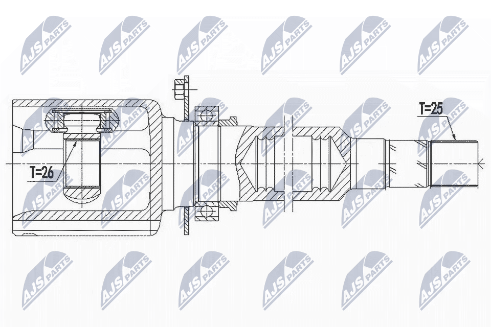 Шарнирный комплект приводной вал NTY NPW-AR-009