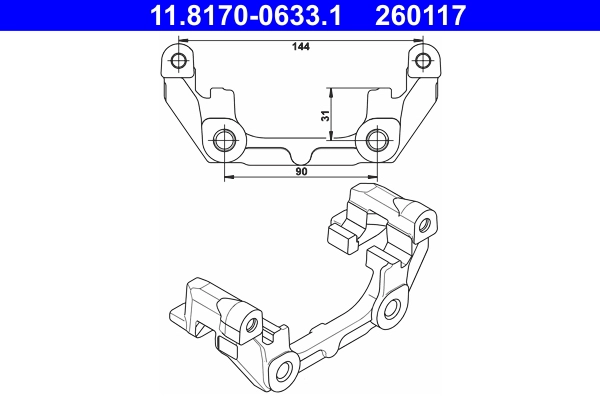Кронштейн корпус скобы тормоза ATE 11.8170-0633.1