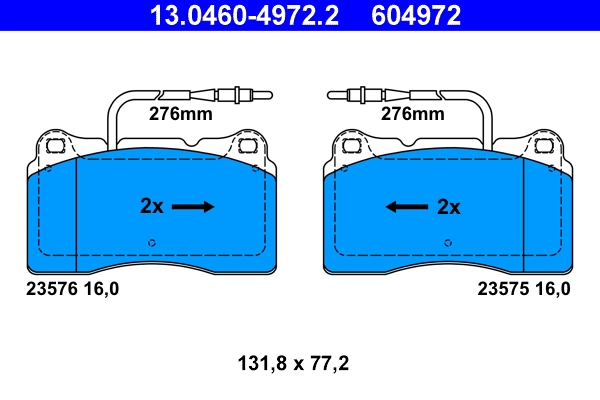 Комплект тормозных колодок дисковый тормоз ATE 13.0460-4972.2