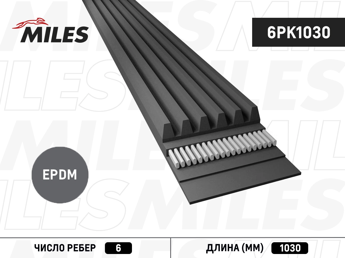 Поликлиновой ремень MILES 6PK1030