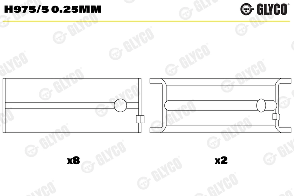 Подшипник коленвала GLYCO H975/5 0.25mm