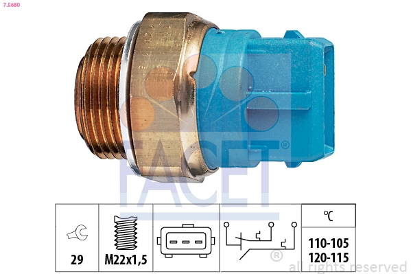 Термовыключатель вентилятор радиатора made in italy - oe equivalent FACET 7.5680