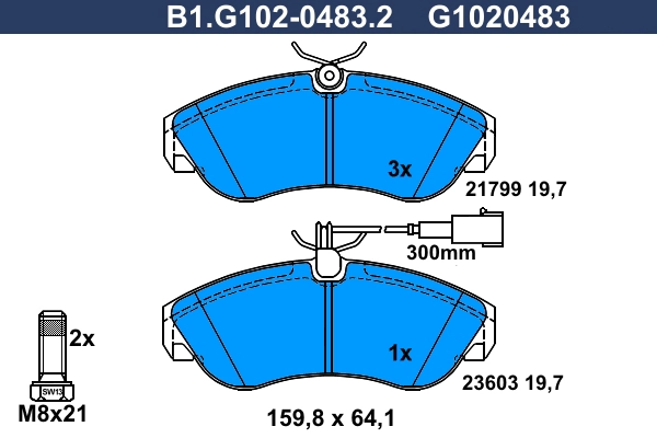 Комплект тормозных колодок дисковый тормоз GALFER B1.G102-0483.2