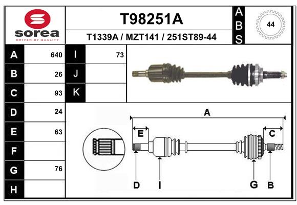 Приводной вал EAI T98251A