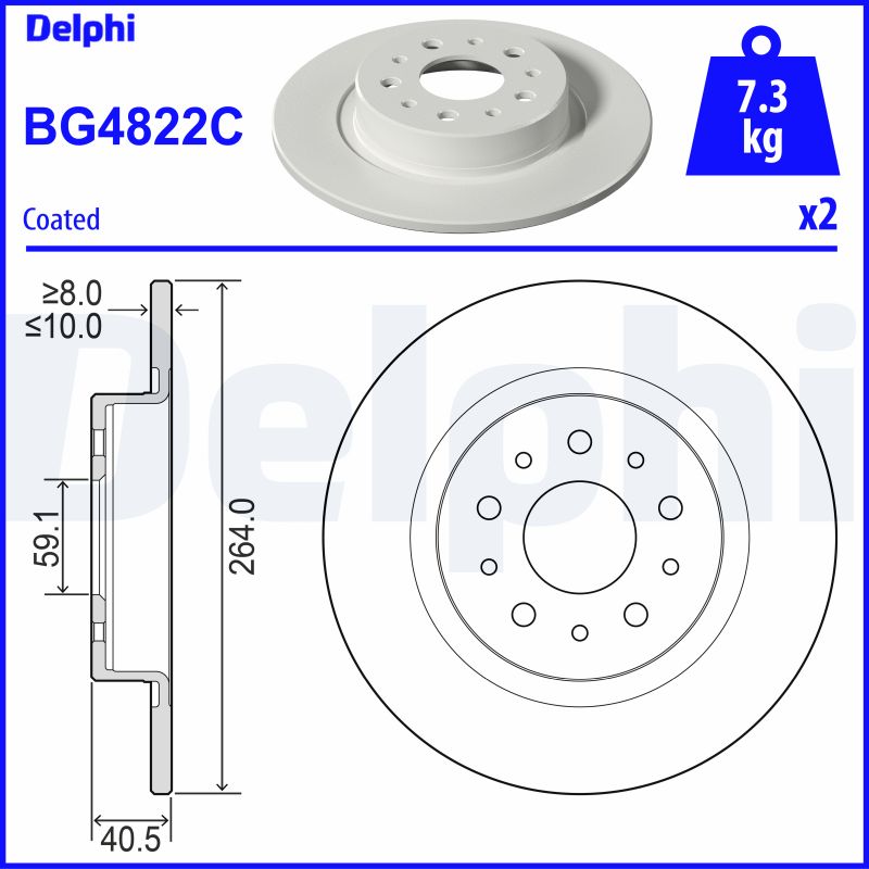 Тормозной диск DELPHI BG4822C