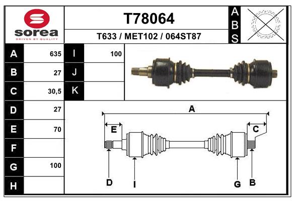 Приводной вал EAI T78064
