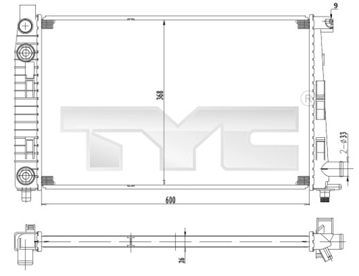 Радиатор охлаждение двигателя TYC 721-0012