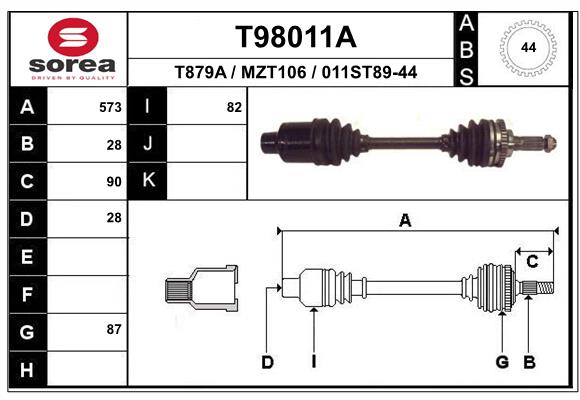 Приводной вал EAI T98011A