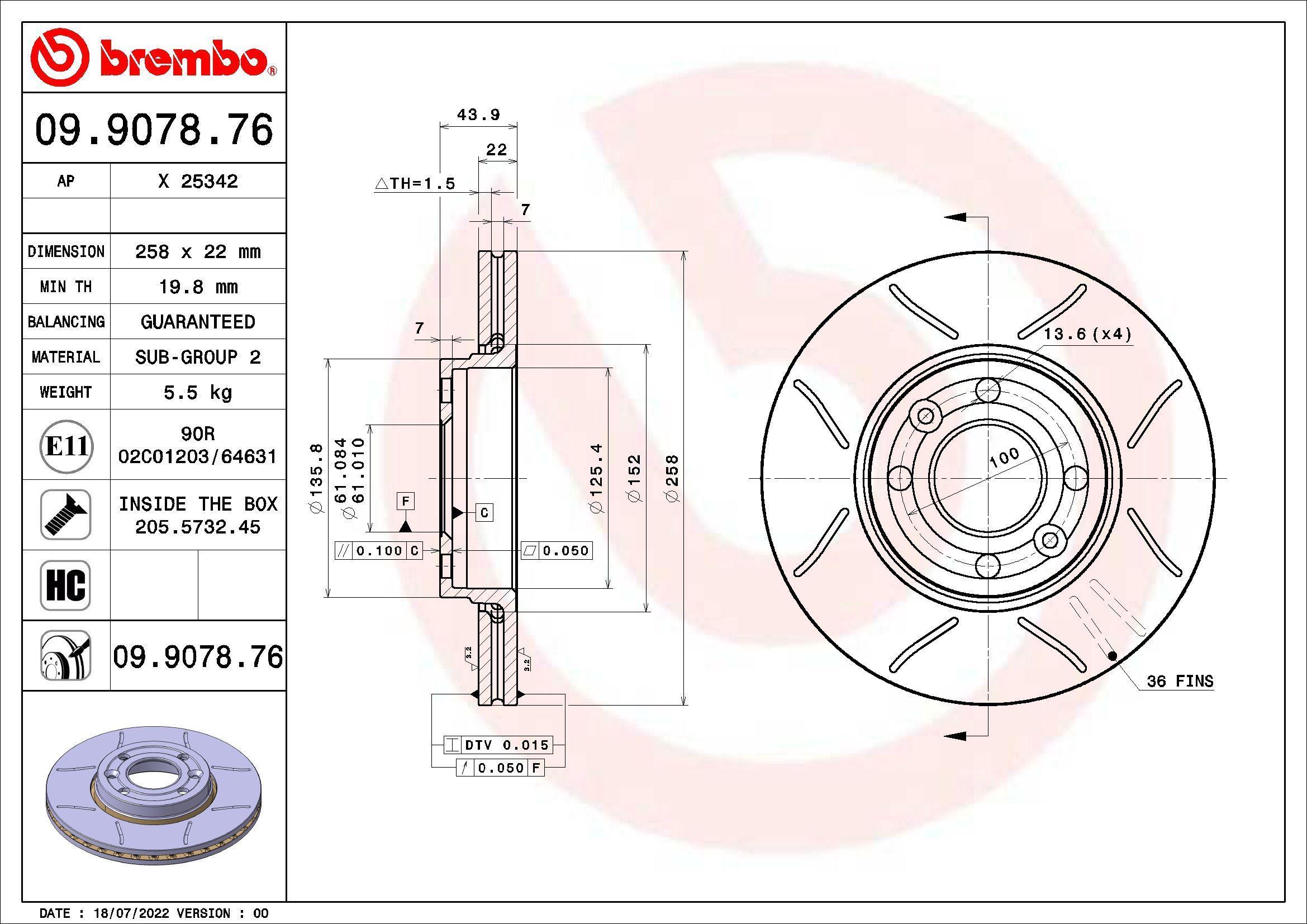 Тормозной диск xtra line - max BREMBO 09.9078.76