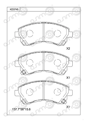 Комплект тормозных колодок дисковый тормоз ASIMCO KD3745