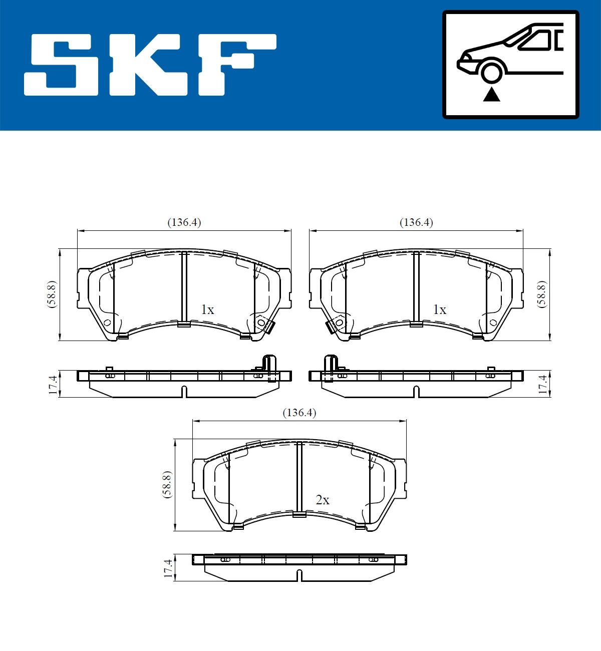 Комплект тормозных колодок дисковый тормоз SKF VKBP 80410 A