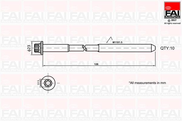 Комплект болтов головки цилидра FAI AUTOPARTS B1139