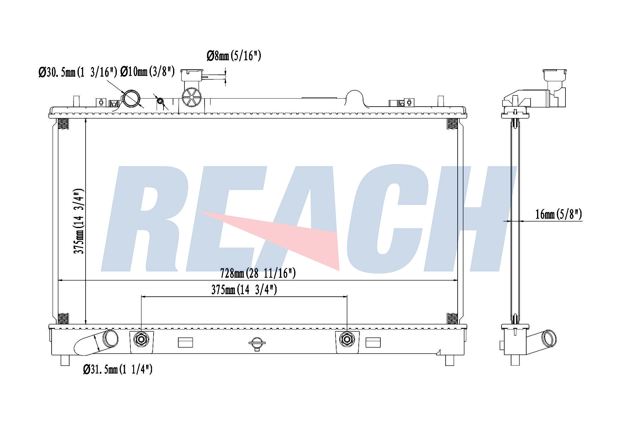 Радиатор охлаждение двигателя REACH 1.40.20942.116