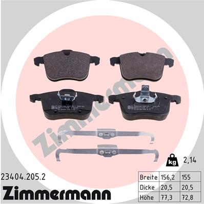 Комплект тормозных колодок дисковый тормоз ZIMMERMANN 23404.205.2