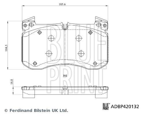 Комплект тормозных колодок дисковый тормоз BLUE PRINT ADBP420132