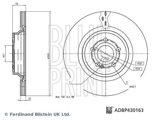 Тормозной диск BLUE PRINT ADBP430163