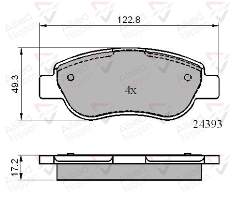 Комплект тормозных колодок дисковый тормоз anl braking ALLIED NIPPON ADB01738