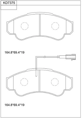 Комплект тормозных колодок дисковый тормоз ASIMCO KD7375