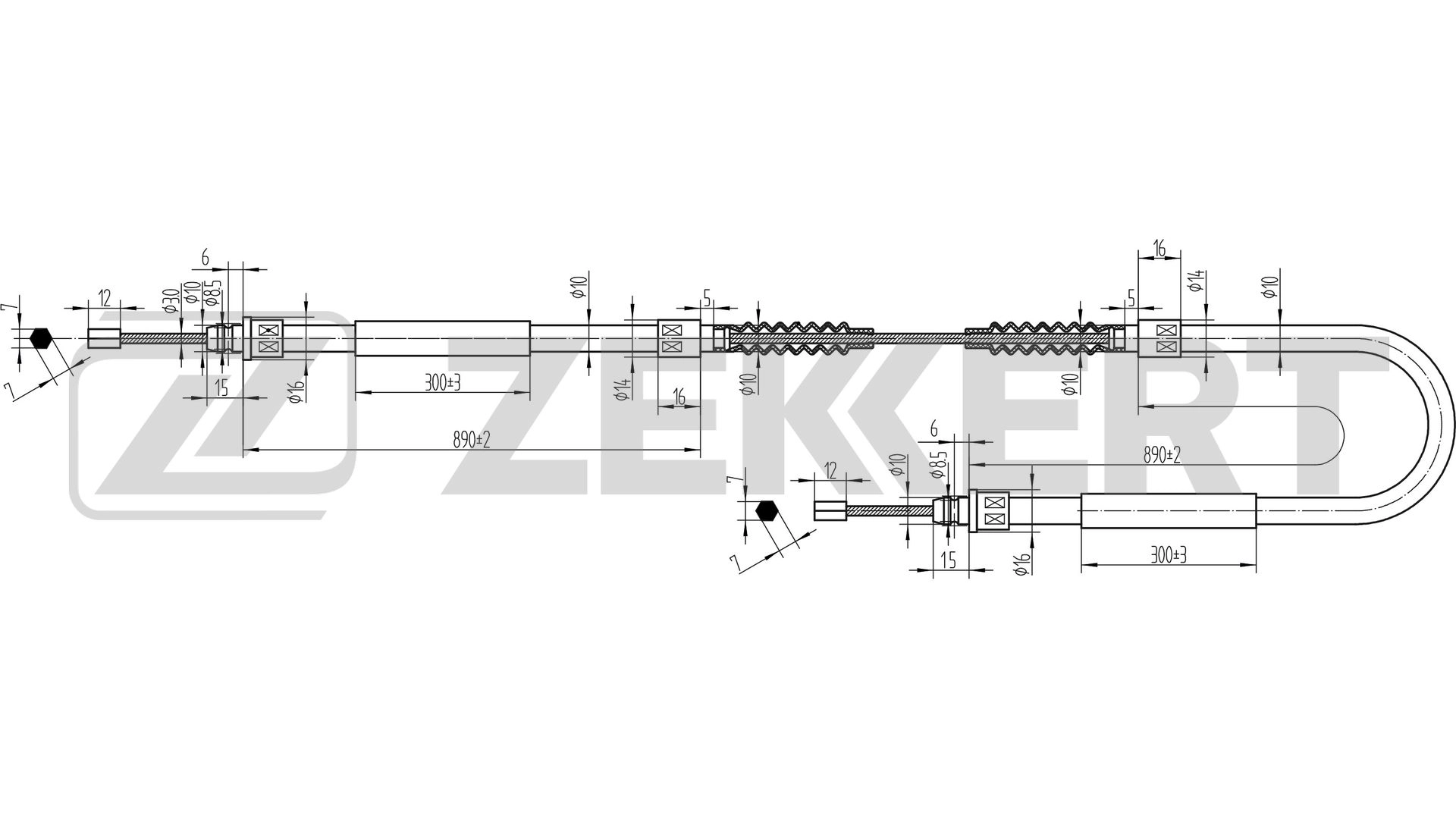 Тросик cтояночный тормоз ZEKKERT BZ-1123
