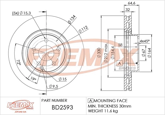 Тормозной диск FREMAX BD-2593