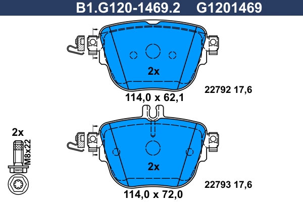 Комплект тормозных колодок дисковый тормоз GALFER B1.G120-1469.2