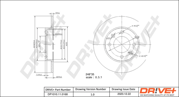 Тормозной диск DR!VE+ DP1010.11.0168