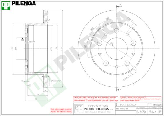 Тормозной диск PILENGA 5046