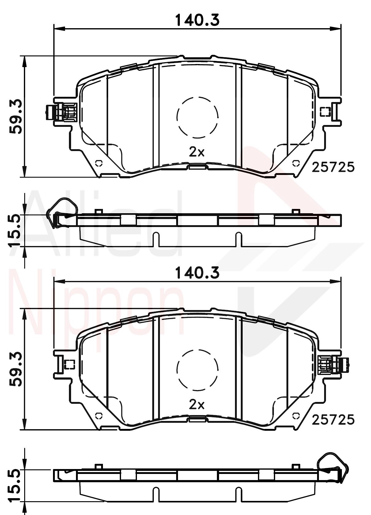Комплект тормозных колодок дисковый тормоз anl braking ALLIED NIPPON ADB32237