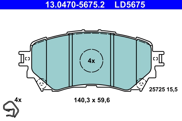 Комплект тормозных колодок дисковый тормоз ate ceramic ATE 13.0470-5675.2