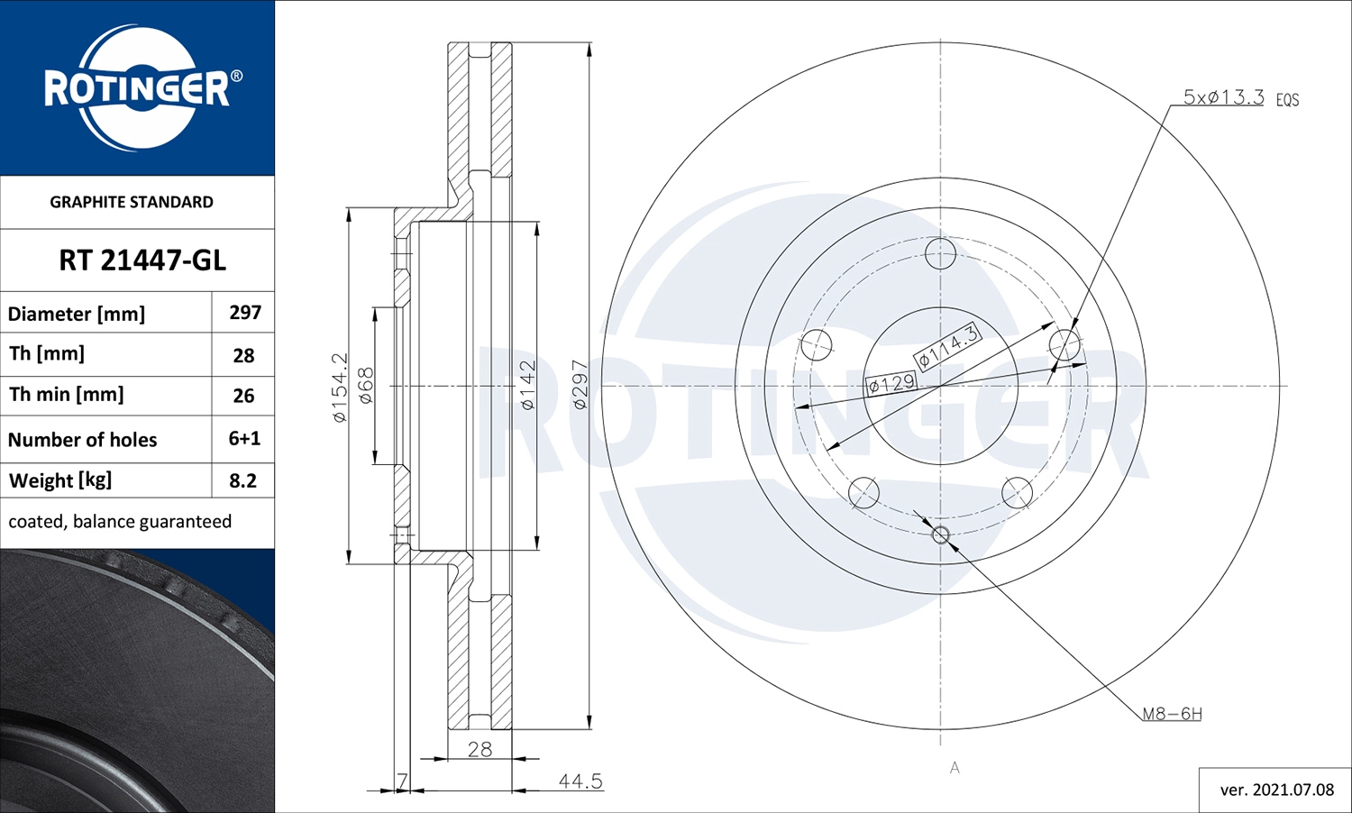 Тормозной диск graphite line ROTINGER RT 21447-GL