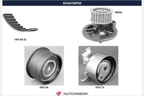 Водяной насос + комплект зубчатого ремня HUTCHINSON KH 407WP50