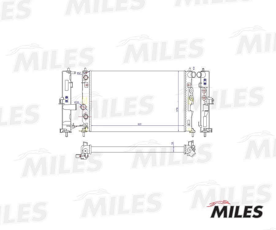 Радиатор охлаждение двигателя MILES ACRM070