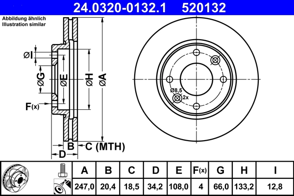 Тормозной диск powerdisc ATE 24.0320-0132.1