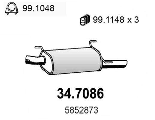 Глушитель выхлопных газов конечный ASSO 34.7086