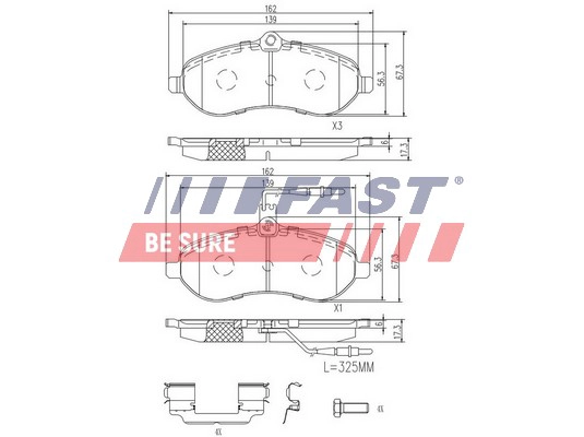 Комплект тормозных колодок дисковый тормоз FAST FT29133