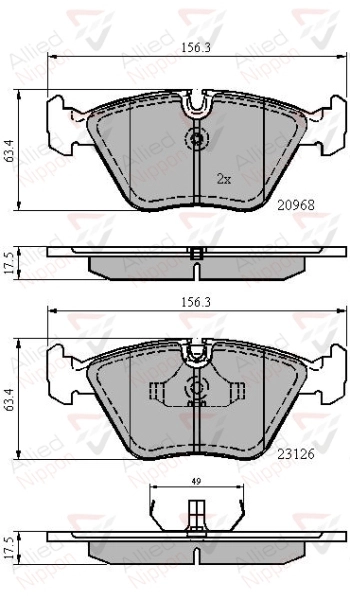 Комплект тормозных колодок дисковый тормоз anl braking ALLIED NIPPON ADB0798