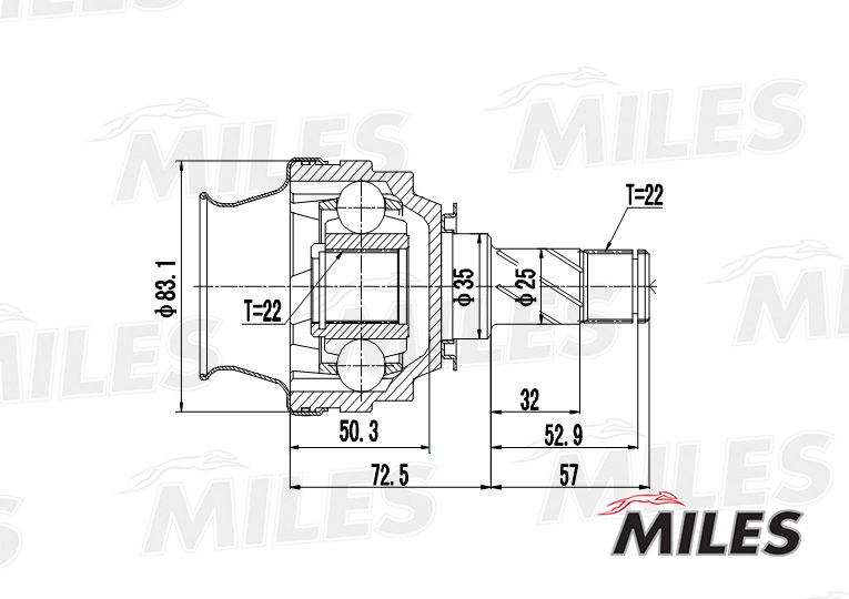 Шарнирный комплект приводной вал MILES GA10021