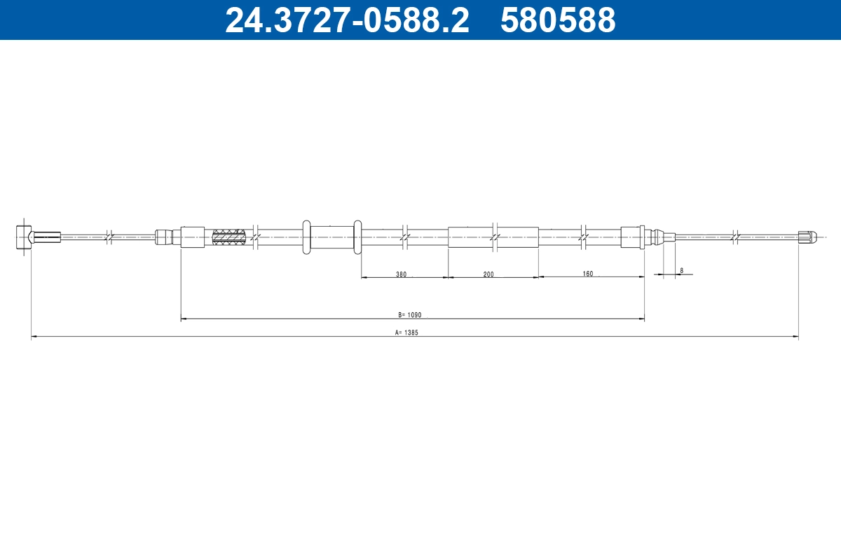 Тросик cтояночный тормоз ATE 24.3727-0588.2