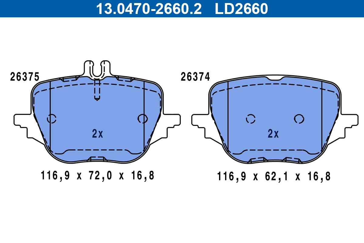 Комплект тормозных колодок дисковый тормоз ate ceramic ATE 13.0470-2660.2