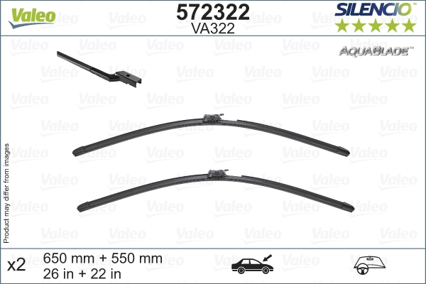 Щетка стеклоочистителя silencio aquablade set VALEO 572322