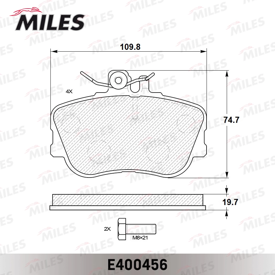 Комплект тормозных колодок дисковый тормоз MILES E400456