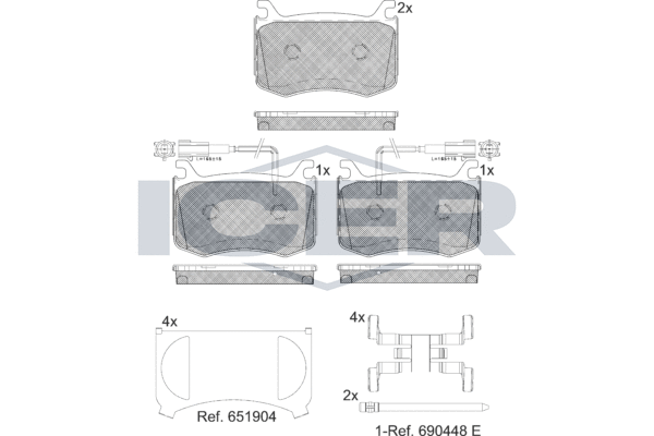 Комплект тормозных колодок дисковый тормоз ICER 182303