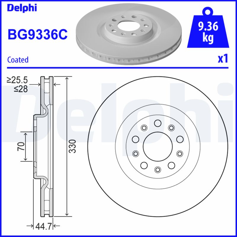 Тормозной диск DELPHI BG9336C