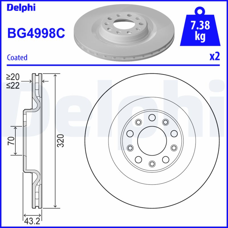 Тормозной диск DELPHI BG4998C