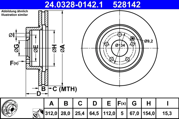 Тормозной диск powerdisc ATE 24.0328-0142.1