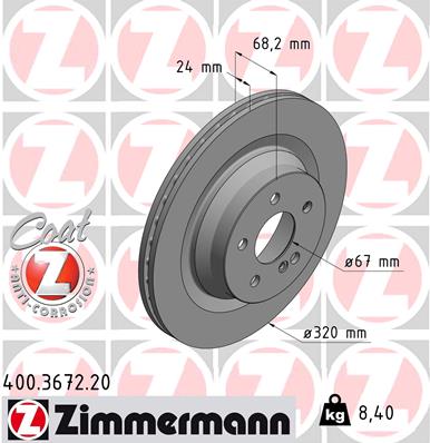 Тормозной диск coat z ZIMMERMANN 400.3672.20