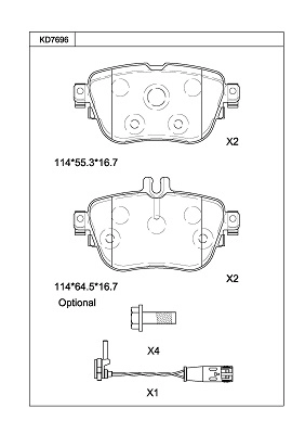 Комплект тормозных колодок дисковый тормоз ASIMCO KD7696